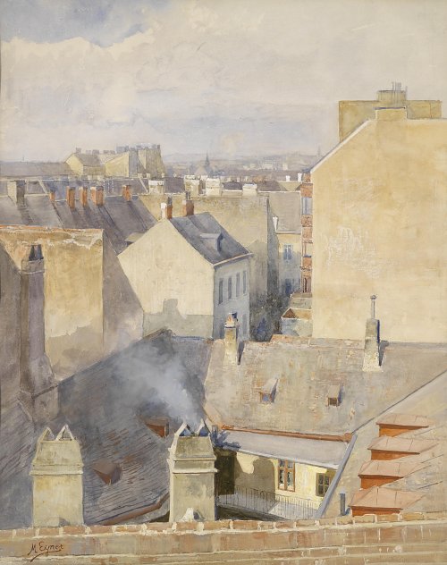 Marie Egner Blick aus dem Atelier in der Klagbaumgasse im 4 Bezirk Wandbild
