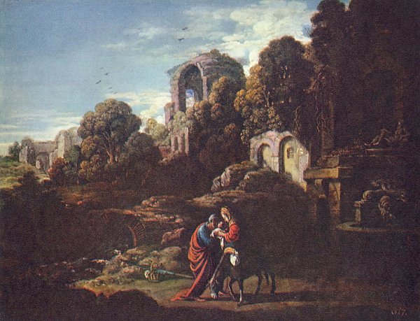 Adam Elsheimer Landschaft mit der Flucht nach Aegypten Wandbild