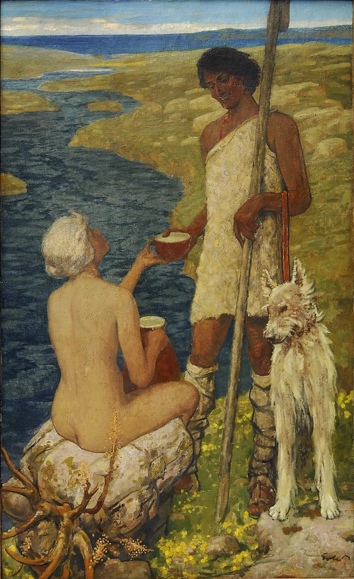 Fritz Erler Begegnung am Fluss Wandbild