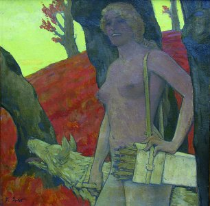 Fritz Erler Diana in herbstlicher Landschaft Wandbild