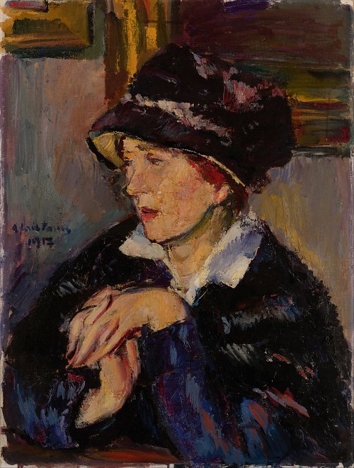 Anton Faistauer Frau mit dunklen Hut Wandbild