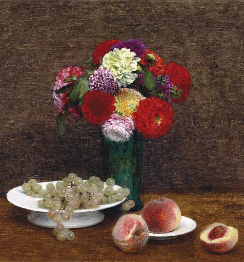 Henri Fantin Latour Nature morte Dahlias raisins et peches Wandbild