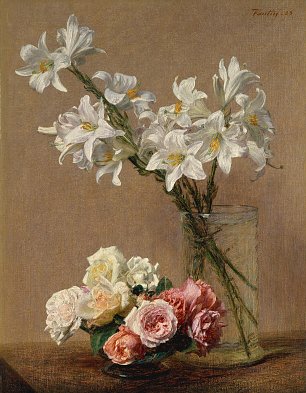 Henri Fantin Latour Roses and Lilies Wandbild
