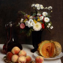 Henri-Fantin-Latour-Still-Life-with-a-Carafe-Flowers-and-Fruit