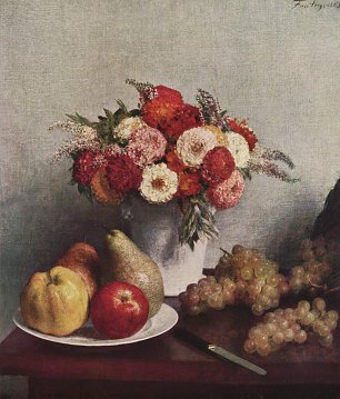 Henri Fantin Latour Stilleben mit Blumen und Fruechten Wandbild