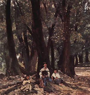 Giovanni Fattori Bauern in einem Wald Wandbild