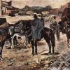 Giovanni-Fattori-Dorfstrasse-mit-Bauern-Maultieren-und-Haendlern