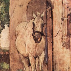 Giovanni-Fattori-Weisses-Pferd-vor-einer-Tuer