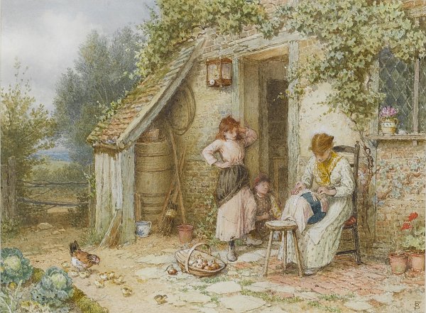 Myles Birket Foster A lacemaker Wandbild
