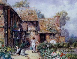 Myles Birket Foster An Afternoon in the Garden Wandbild
