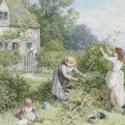 Myles-Birket-Foster-Children-gathering-blackberries