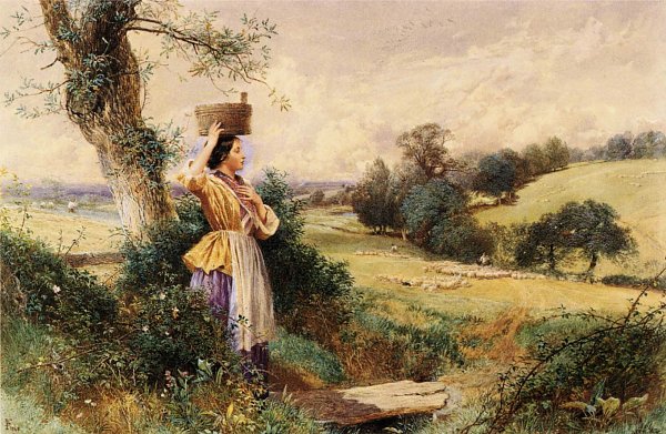 Myles Birket Foster The Milk maid Wandbild