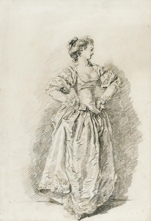 Jean Honore Fragonard A young woman standing with her hands on her hips Wandbild