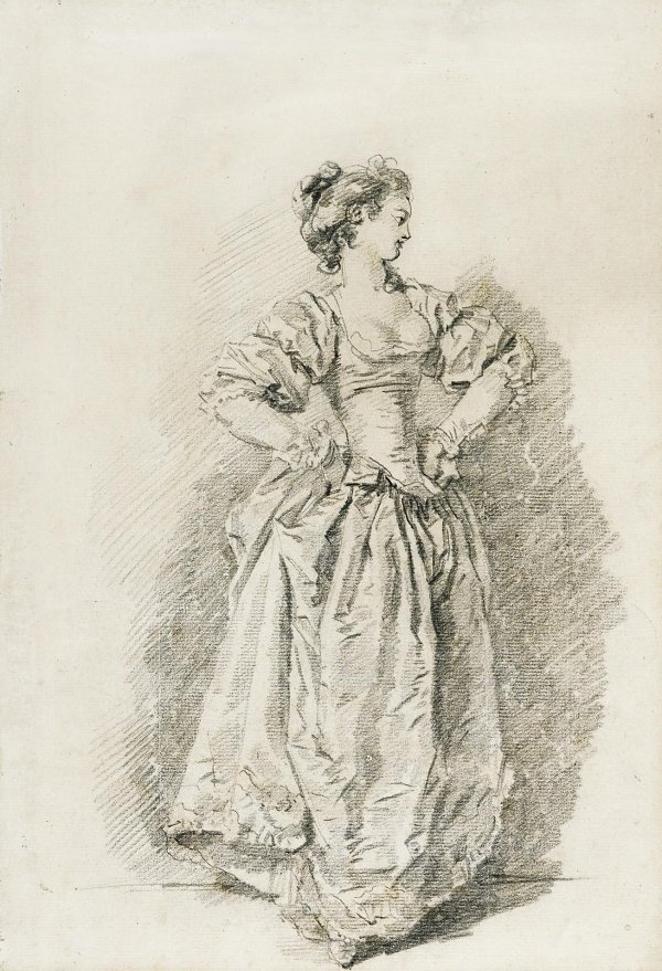 Jean Honore Fragonard A young woman standing with her hands on her hips