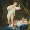 Jean-Honore-Fragonard-TWO-GIRLS-ON-A-BED-PLAYING-WITH-THEIR-DOGS