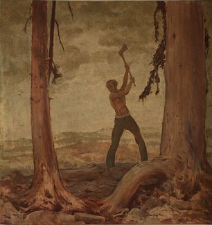 Max Frey Holzfaeller Wandbild