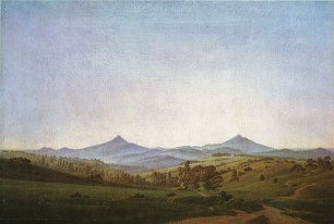 Caspar David Friedrich Boehmische Landschaft mit dem Mitteschauer Wandbild