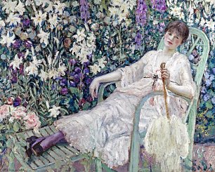 Frederick Carl Frieseke Frau auf Liege Wandbild