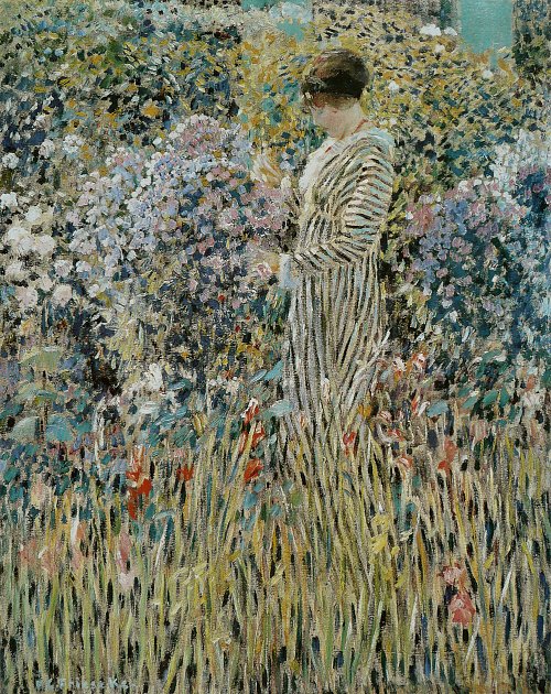Frederick Carl Frieseke Maedchen im Garten Wandbild