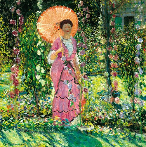 Frederick Carl Frieseke Stockrosen Wandbild