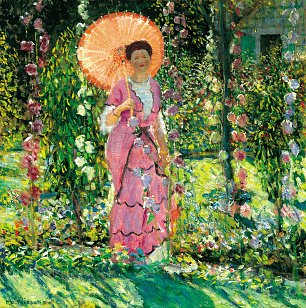 Frederick Carl Frieseke Stockrosen Wandbild