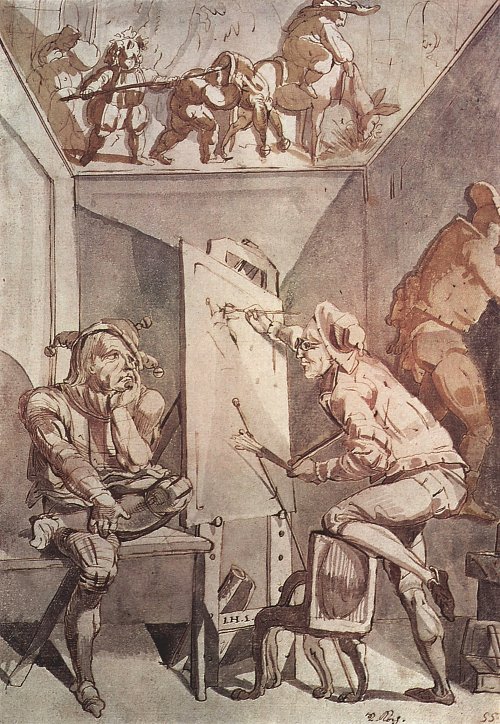 Johann Heinrich Fuessli Ein Maler mit Brille zeichnet einen Narren Wandbild