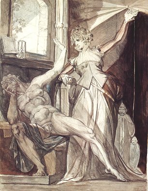 Johann Heinrich Fuessli Kriemhild zeigt Gunther den Nibelungenring Wandbild