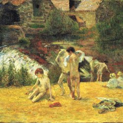 Paul-Gauguin-Badende-bei-der-Muehle-von-Bois-d-Amour-Pont-Aven