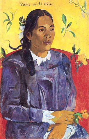 Paul Gauguin Die Frau mit der Blume Wandbild