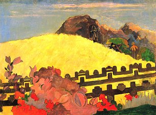 Paul Gauguin Dort ist der Tempel Wandbild