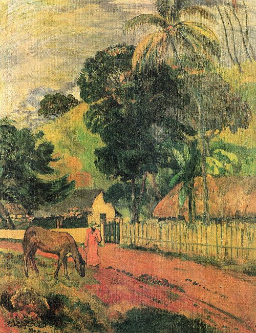 Paul Gauguin Landschaft Pferd am Weg Wandbild