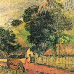 Paul-Gauguin-Landschaft-Pferd-am-Weg