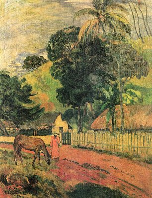 Paul Gauguin Landschaft Pferd am Weg Wandbild