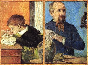 Paul Gauguin Portrait des Bildhauers Aube mit Sohn Wandbild