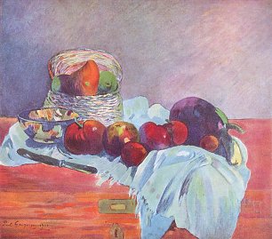 Paul Gauguin Stillleben mit Fruechten Korb und Messer Wandbild