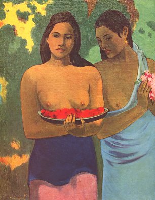 Paul Gauguin Zwei Maedchen mit Mangoblueten Wandbild