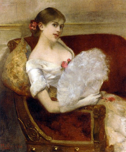 Henri Gevex Femme a l'eventail Wandbild