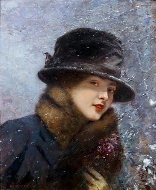 Henri Gevex Jeune femme au bouquet de violettes Wandbild