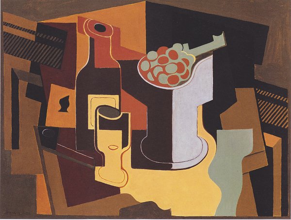Juan Gris Flasche und Obstschale Wandbild