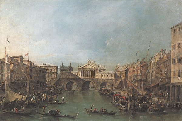 Francesco Guardi Canal Grande mit der Rialtobruecke nach dem Entwurf Palladios Wandbild