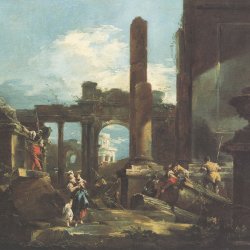 Francesco-Guardi-Capriccio-der-Architektur-mit-roemischen-Ruinen-und-Figuren