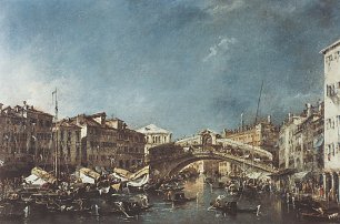 Francesco Guardi Die Rialtobruecke mit Weinufer 1 Wandbild