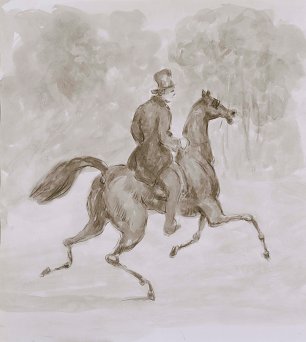 Constantin Guys Man on trotting horse Wandbild