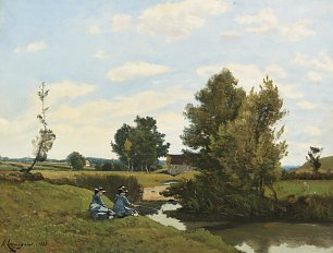 Henri Harpignies An afternoon along the loing near saint prive Wandbild