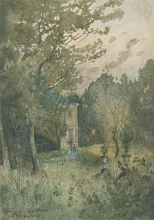 Henri Harpignies Landscape with the House of the Artist's Mother Wandbild