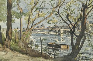 Henri Harpignies Le Pont du Carrousel sur la Seine Wandbild