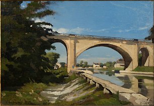 Henri Harpignies The Railroad Bridge at Briare Wandbild
