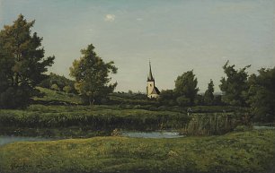 Henri Harpignies Vue d un village Wandbild