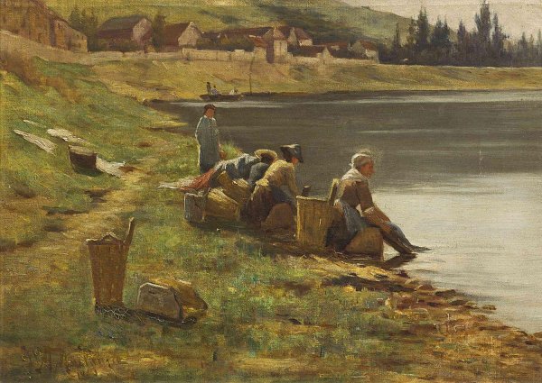 Henri Harpignies Waschtag Wandbild