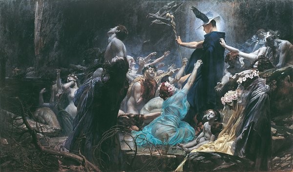 Adolf Hiremy Hirschl Die Seelen am Acheron Wandbild